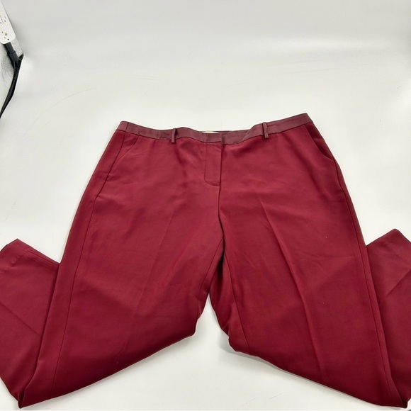 Sejour 16w Satin Trim Burgundy Ankle Pants Flat Front Trouser‎ Cropped Pants - Picture 6 of 11